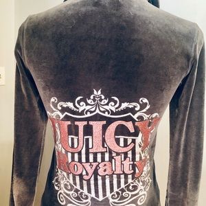 Juicy Couture gray -hooded-velour front zip